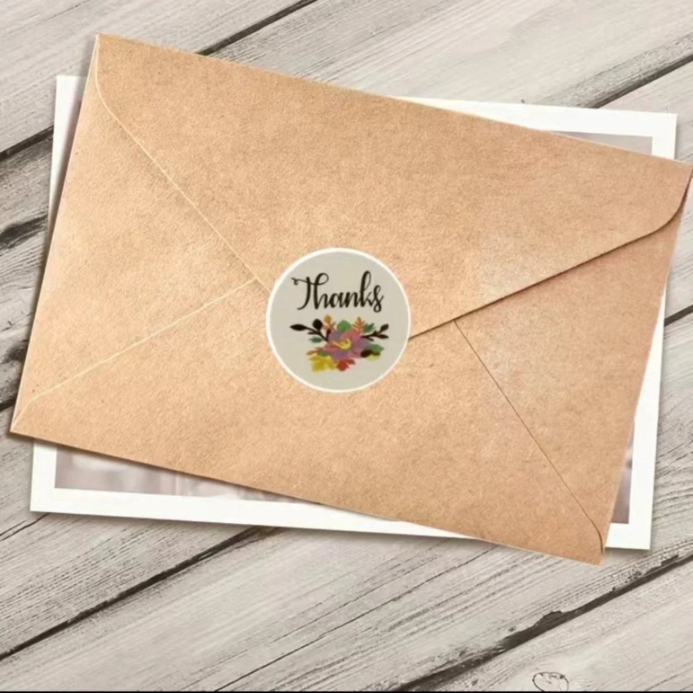 500‎ pcs literary flowers thank you roll stickers
